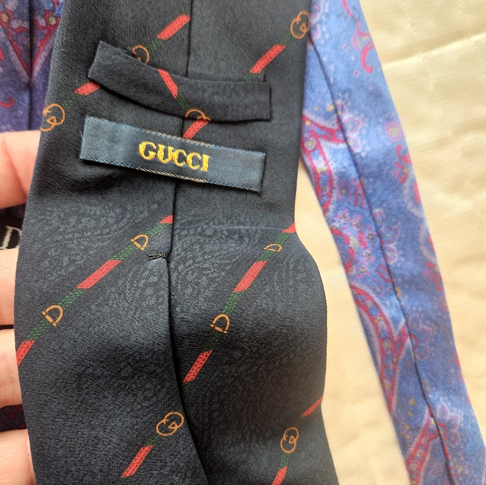 Elegant Blue and Black Men's Tie Set, Vintange - Picture 7 of 12